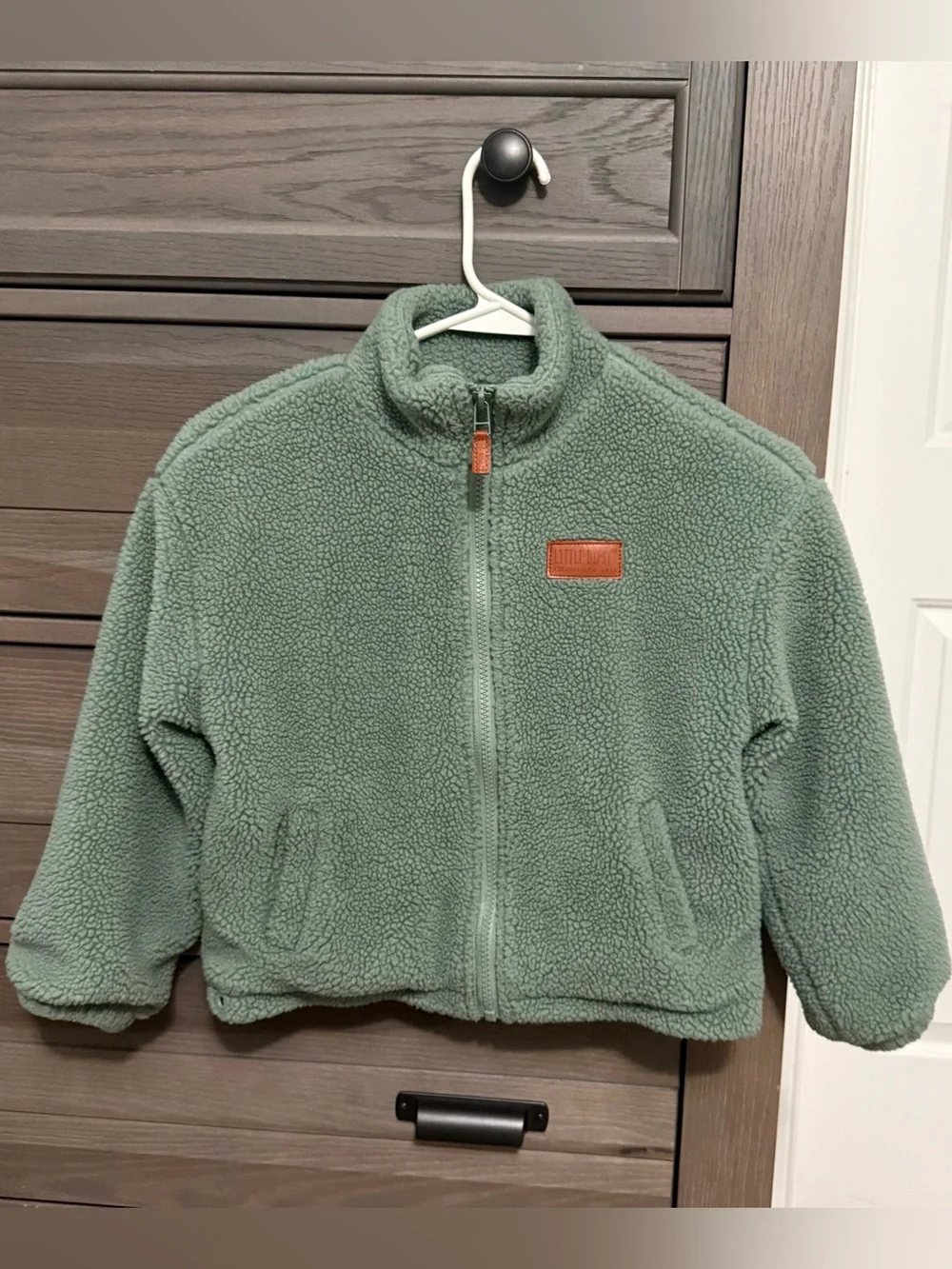 Little Bipsy Sherpa Jacket Size 5T/6T Mint Green Fleece Toddler Unisex Fall VGUC